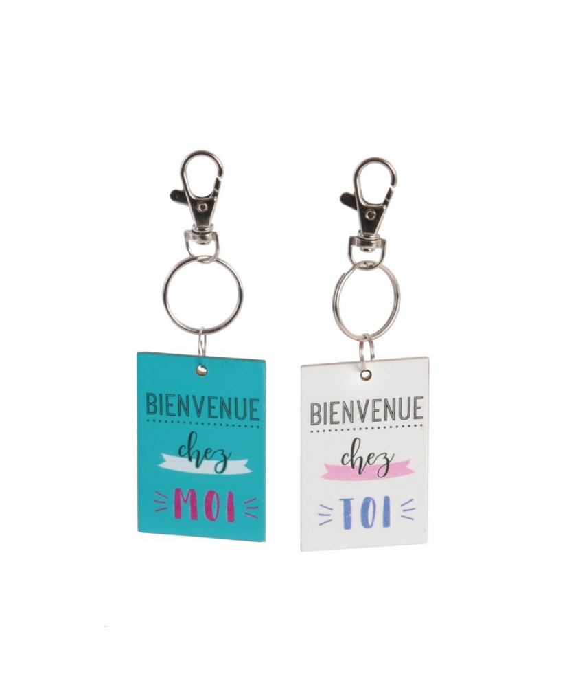 Porte clés en duo "Bienvenue chez toi/Bienvenue chez moi"