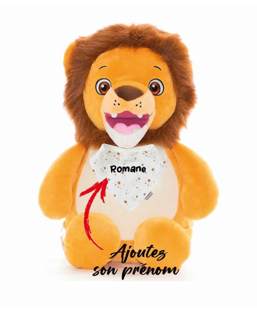 Peluche avec bavoir brodé - Lion