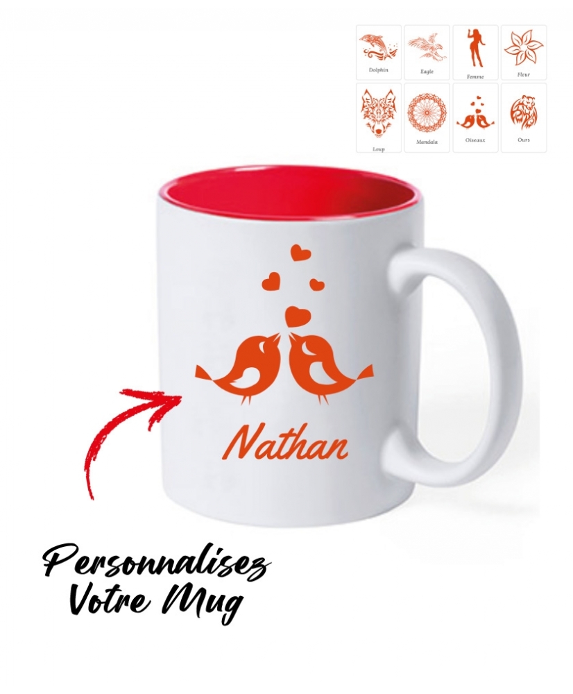 Mug Blanc avec gravure Rouge