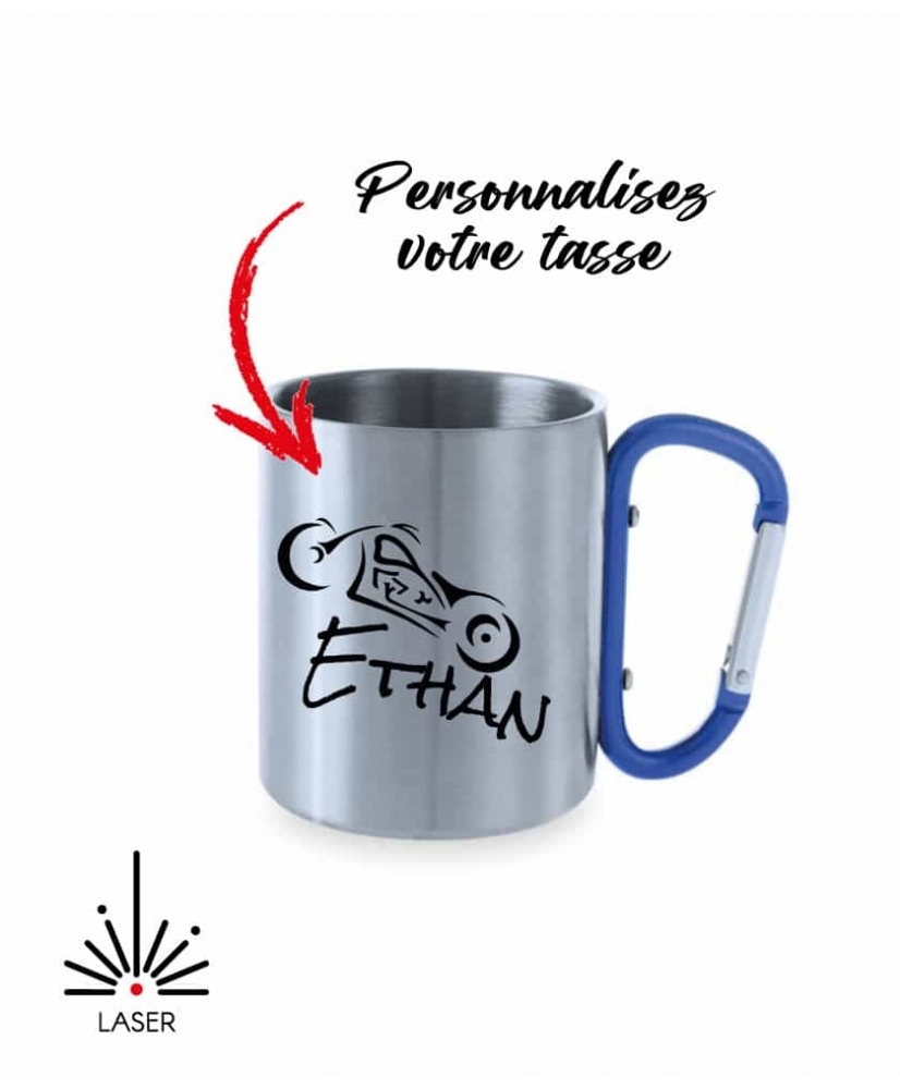 Tasse inox mousqueton Bleu