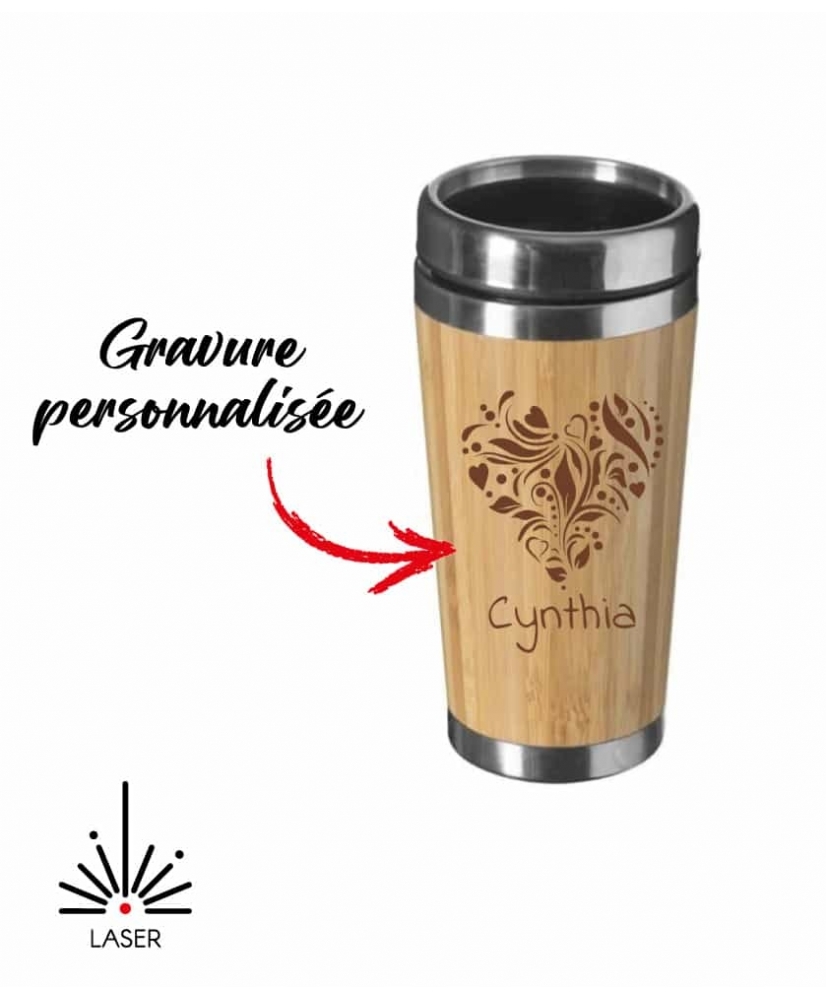 Mug isotherme en inox et bamboo